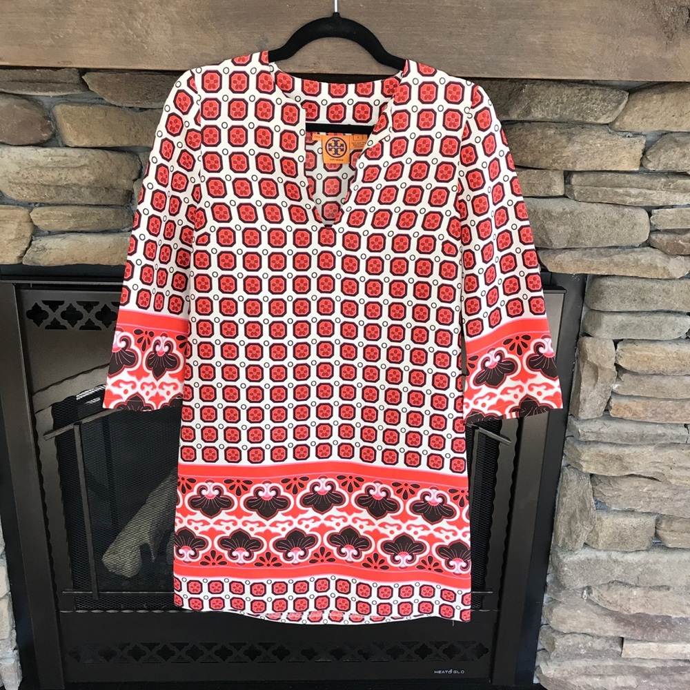 Tory Burch Red and White Patterned Dress